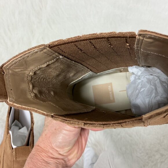 Dolce Vita Brown Tan Slim Pointed Toe Suede Ankle Cowboy Boots Boots NWOB 9.5 - Picture 4 of 8